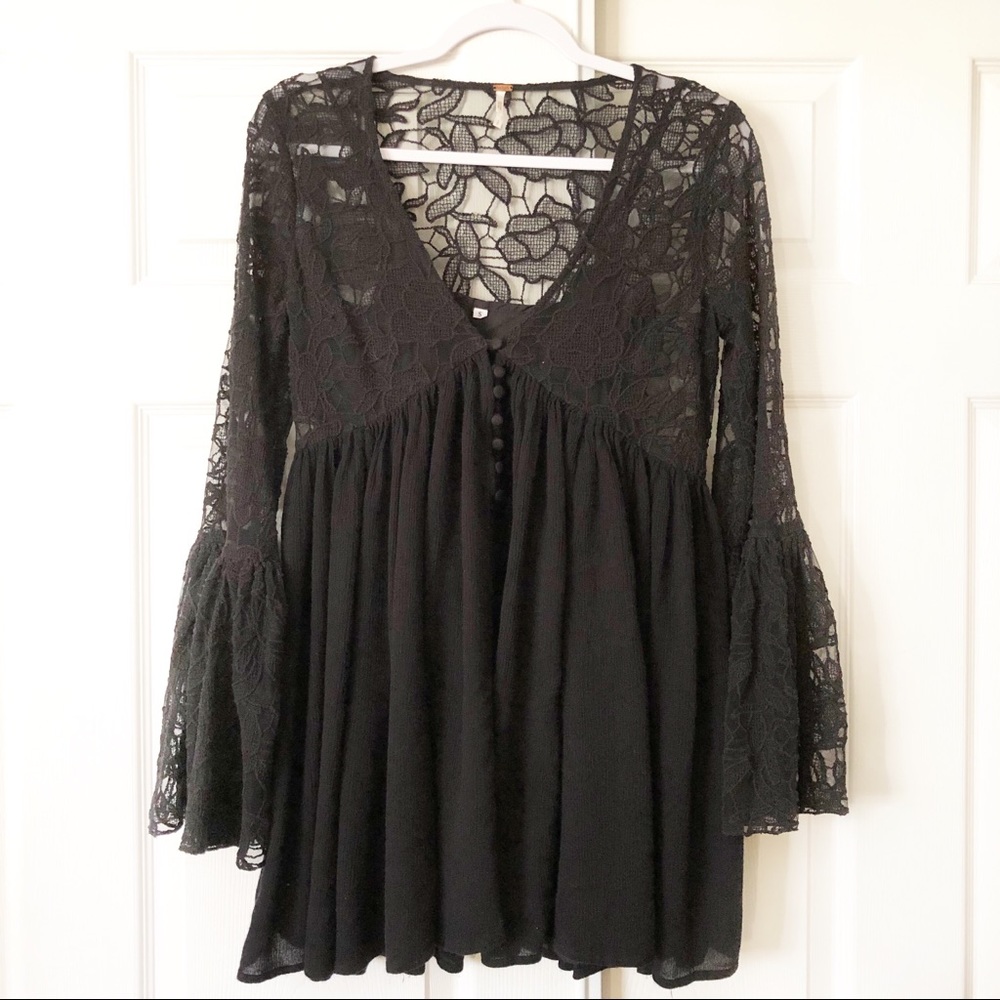 Free people black lace mini dress